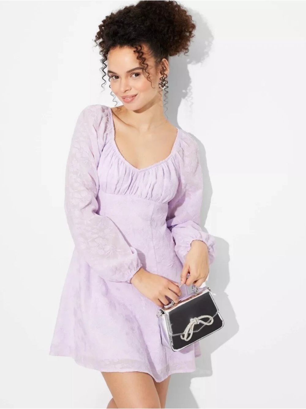 Wild Fable Light Violet Floral Mini Dress.  Size-Large Romantic Feminine